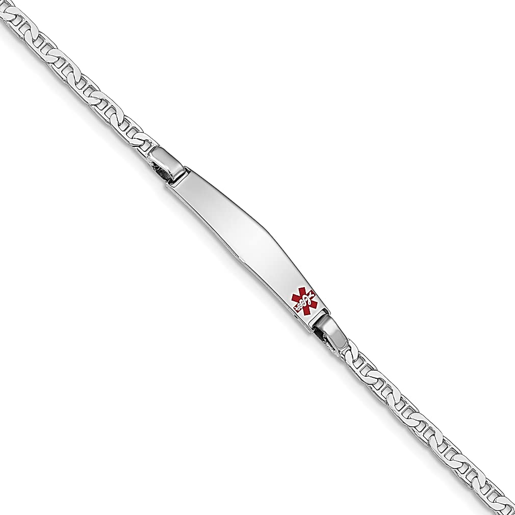 925 Sterling Silver Medical Alert ID Bracelet - Nautical Anchor & Ship Wheel Charm Link Bracelet for Women, 7 Inch Fine Jewelry Gift for Her - Perfect for Everyday Wear, Travel & Emergency Identification
