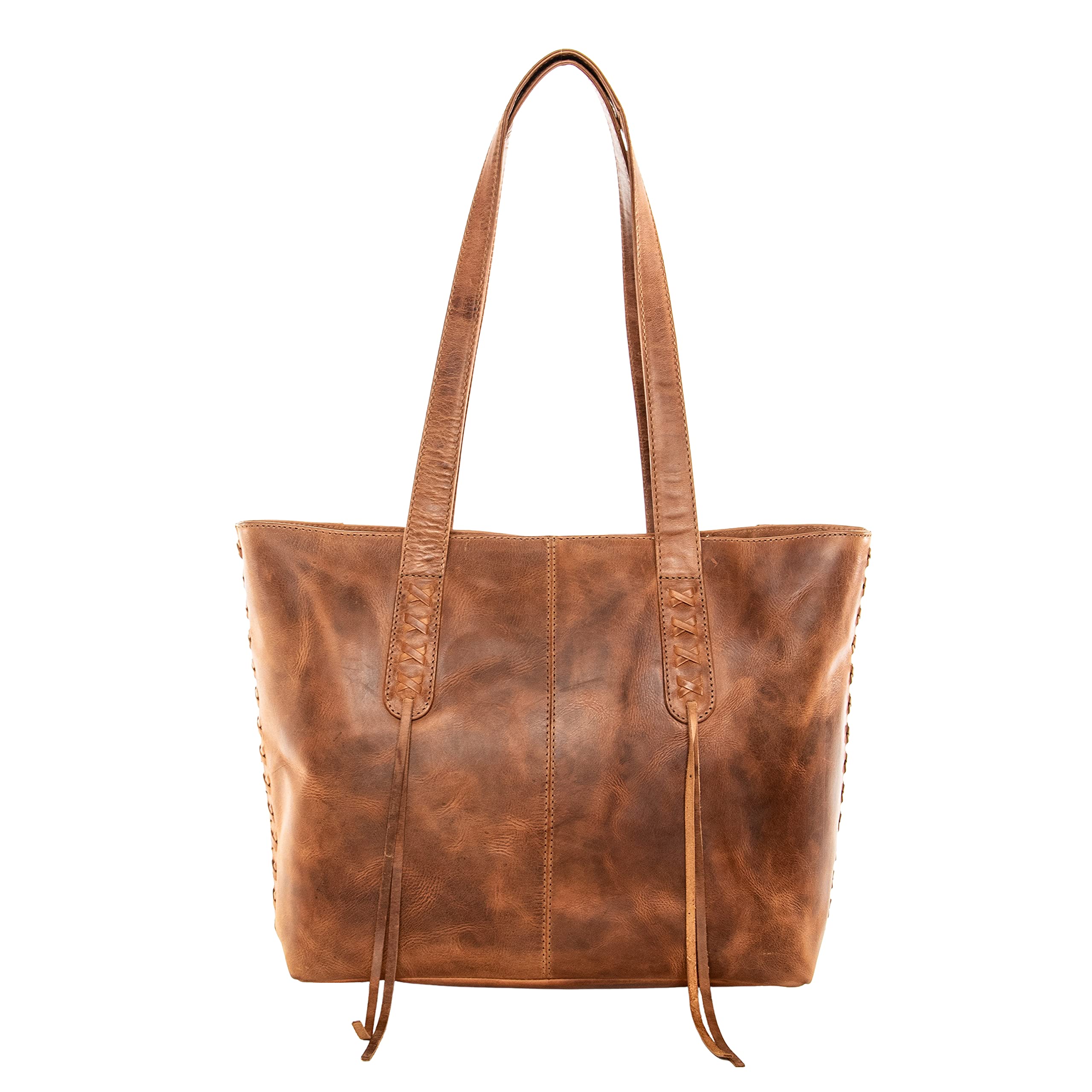Norah Large Leather Concealed Carry Tote Bag with Lace Detailing - Perfect for Everyday Use, Travel, and Secure Storage
