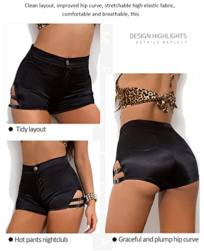 Gothic Punk High Waist Bandage Shorts for Women - Sexy Black Bodycon Irregular Dance Shorts | Perfect for Nightclubs, Concerts and Gothic Fashion Outfits