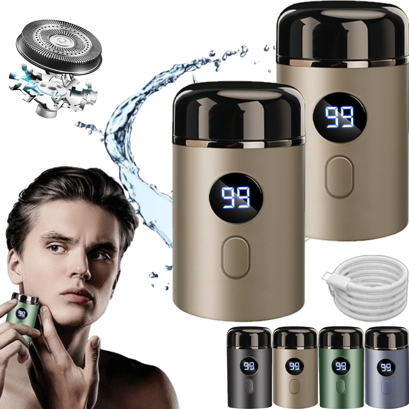 Vishopee Mini Portable Electric Shaver - IPX7 Waterproof, Cordless Travel Shaver for Men & Women, Perfect for Gym, Travel & On-the-Go Grooming (Brown)