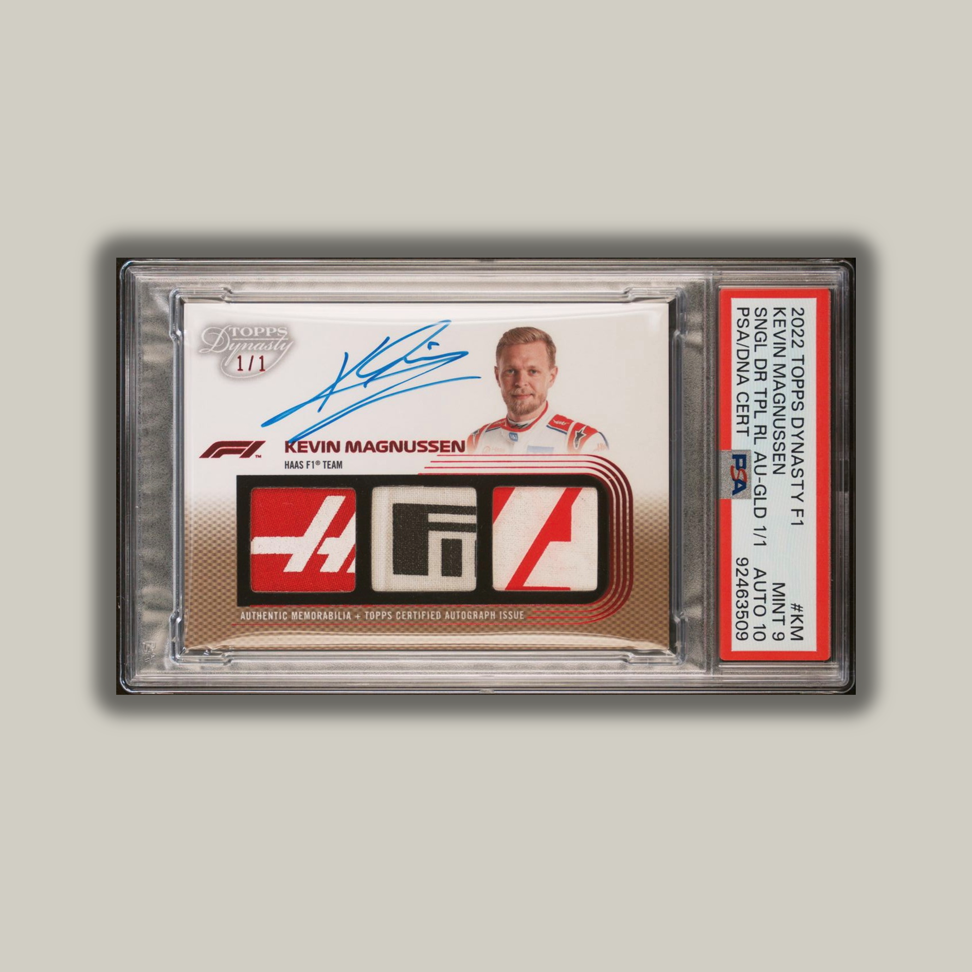 2022 Topps Dynasty F1 Kevin Magnussen Unique Triple Relic Patch Auto Card - Rare F1 Memorabilia for Collectors & Racing Fans | Perfect for Display, Trading, and Investment