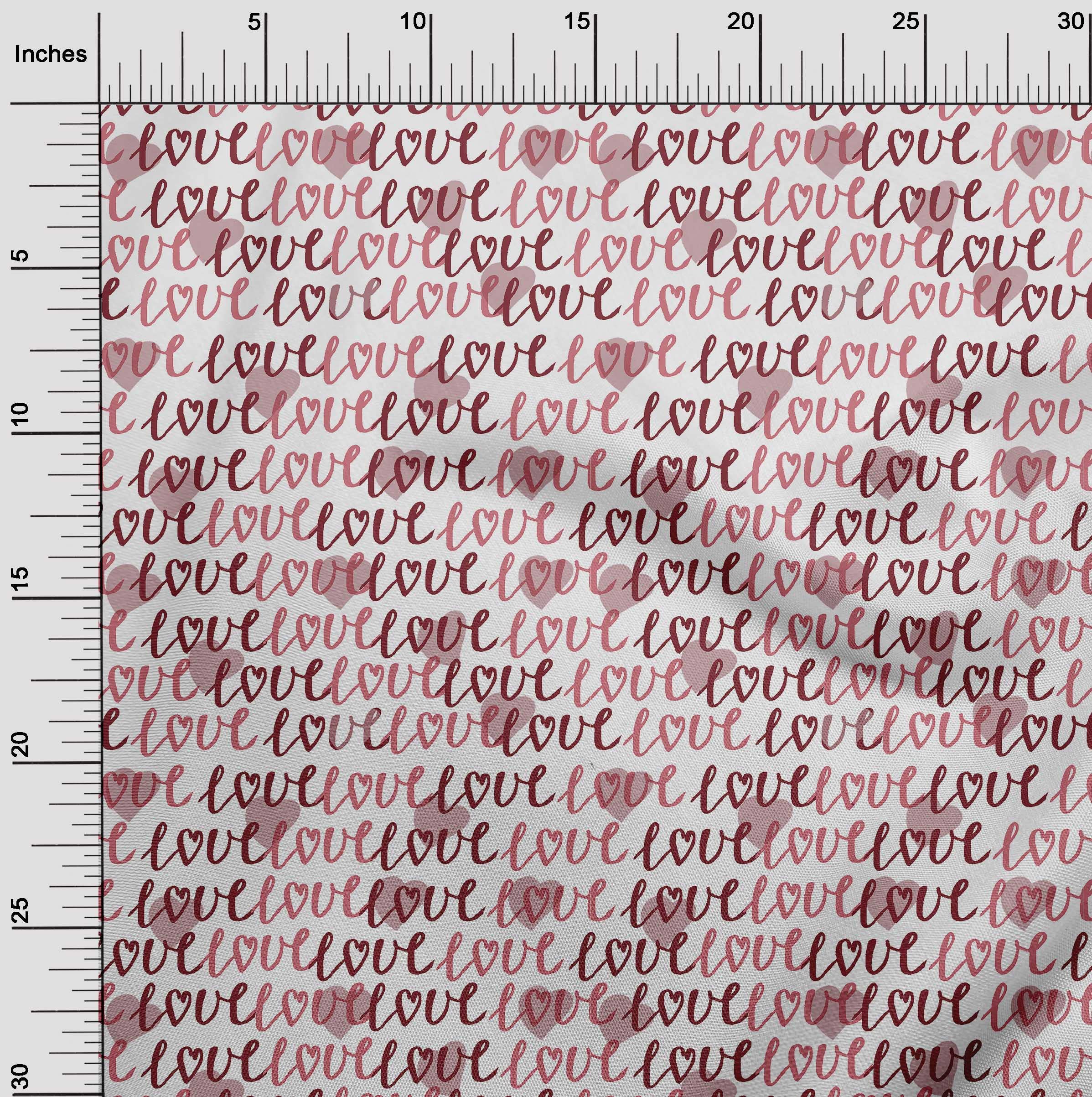 Premium Cotton Cambric Pink Fabric with Valentine Love Heart Print - 56 Inch Wide by The Yard | Perfect for DIY Dresses, Crafts & Home Decor