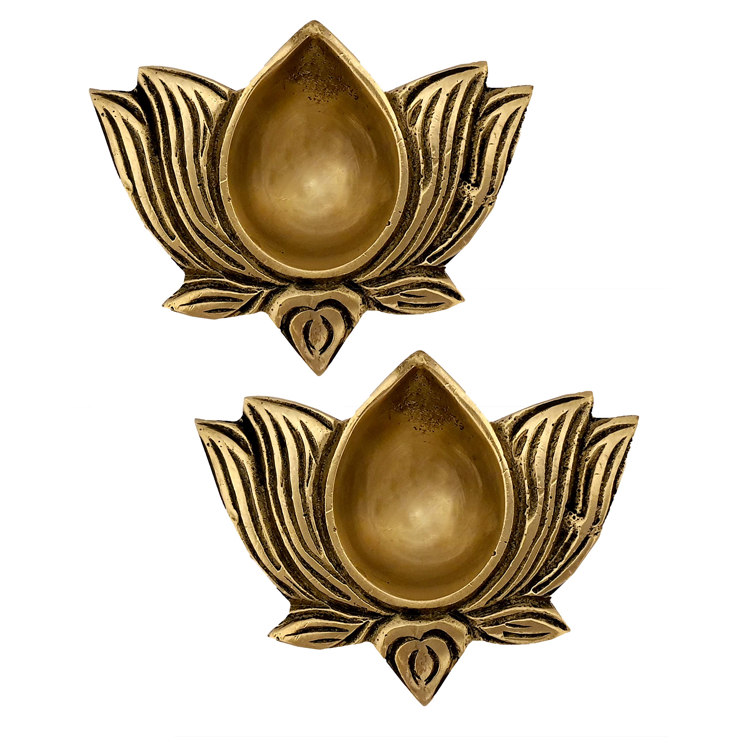 Authentic Indian Diwali Brass Oil Lamp Set of 10 - Handcrafted Pooja Diya for Hindu Puja, Mandir & Home Decor - Gold Finish Diyas with Wicks for Festival, Wedding & Spiritual Ceremonies