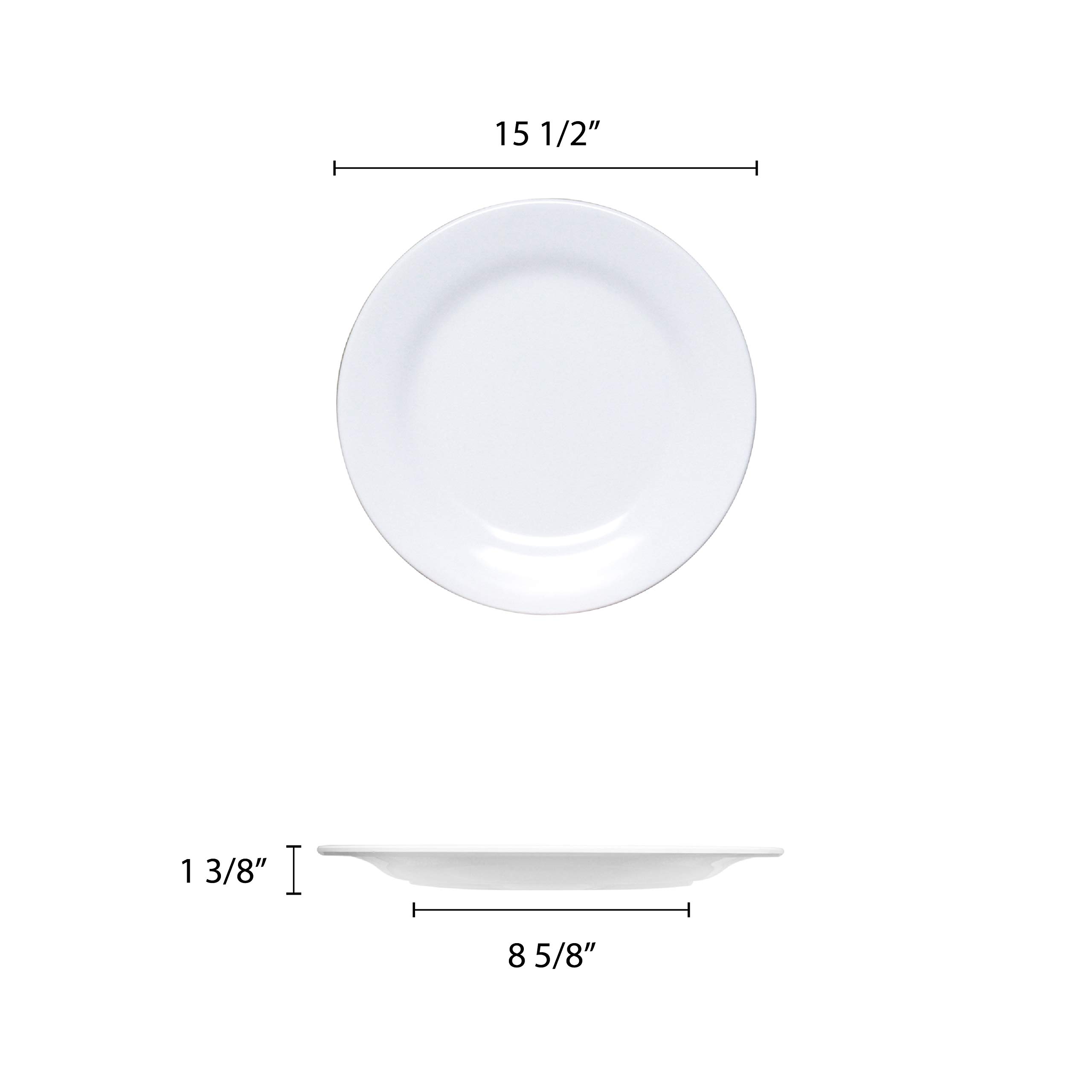 Thunder Group Imperial Melamine Dinnerware 15.5 Inch Plate - Set of 12 Durable Shatterproof Plates for Restaurants, Catering & Outdoor Dining