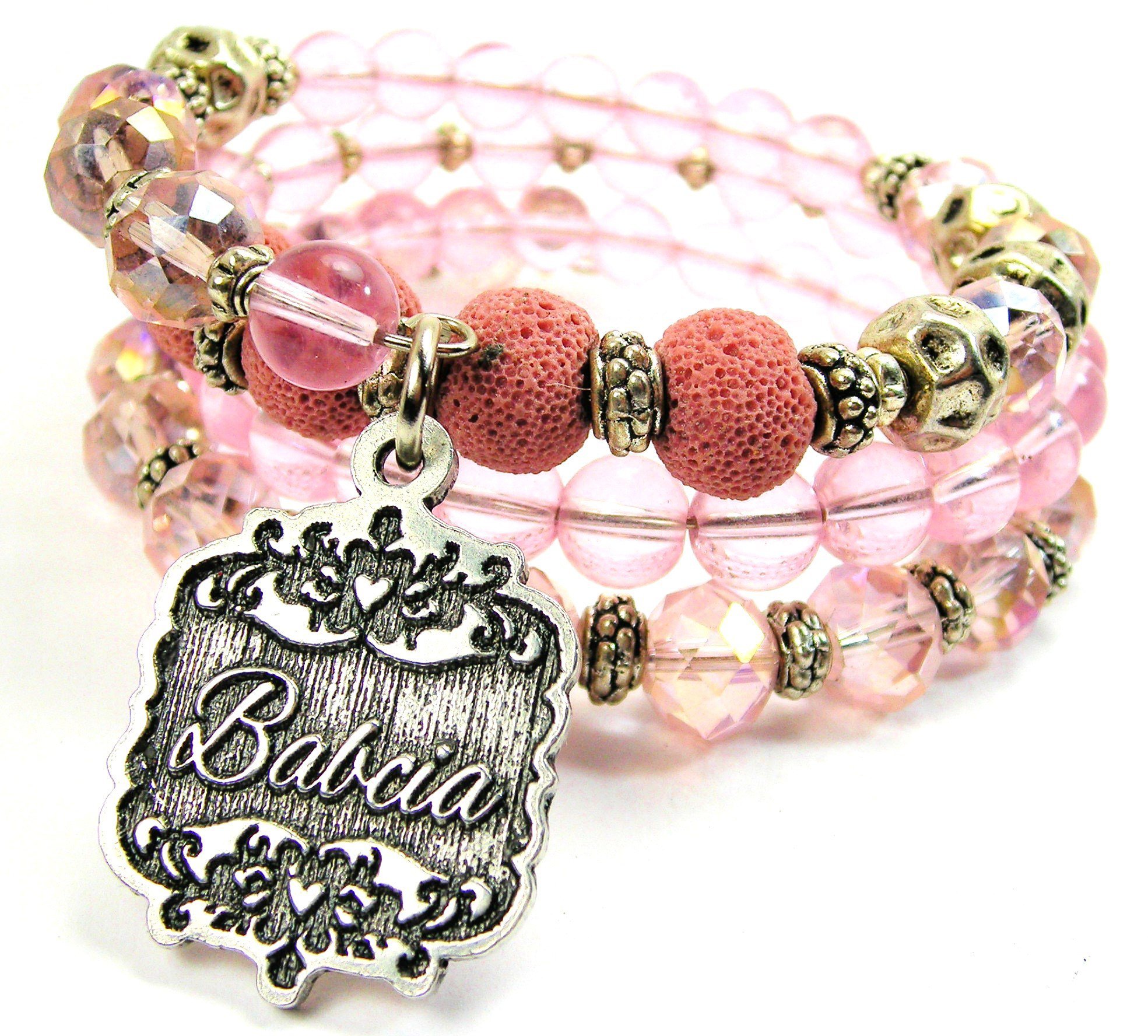 Babcia Victorian Scroll Multi Wrap Beaded Bracelet - Rose Pink Jewelry for Women | Elegant Bracelet for Parties, Weddings & Special Occasions
