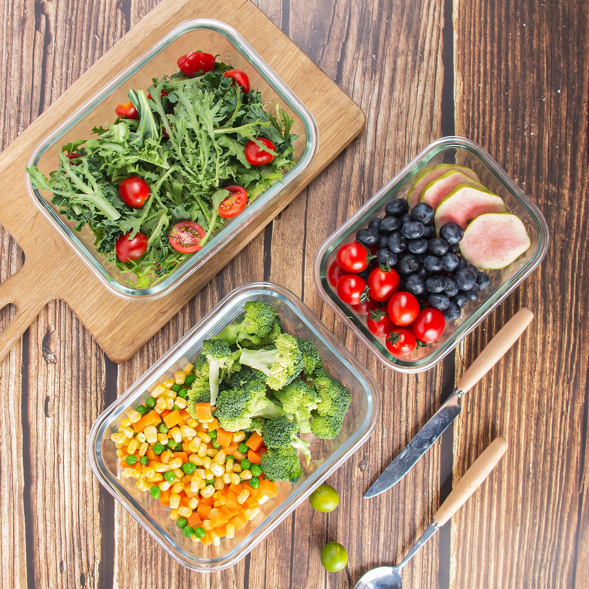 10-Pack Airtight Glass Food Storage Containers with Lids - Leakproof Meal Prep Containers, Microwave & Freezer Safe Glass Lunch Boxes (34oz & 12oz) - Perfect for Meal Prep, Leftovers & Office Lunch Storage