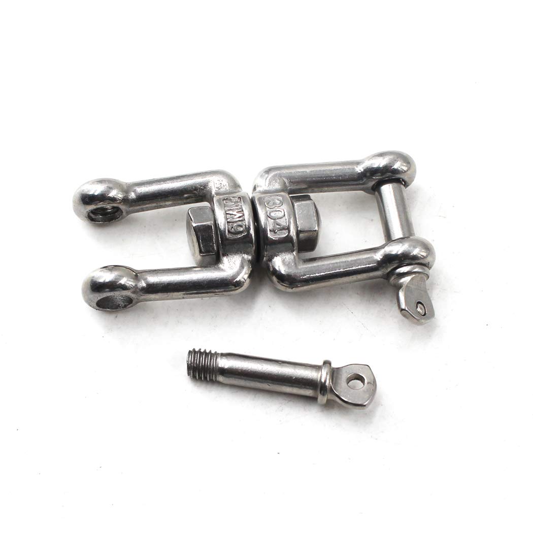 304 Stainless Steel Swivel Double Shackle - Marine Grade Boat Anchor Chain Connector for Sailboats, Yachts & Fishing Boats - Corrosion Resistant & Durable