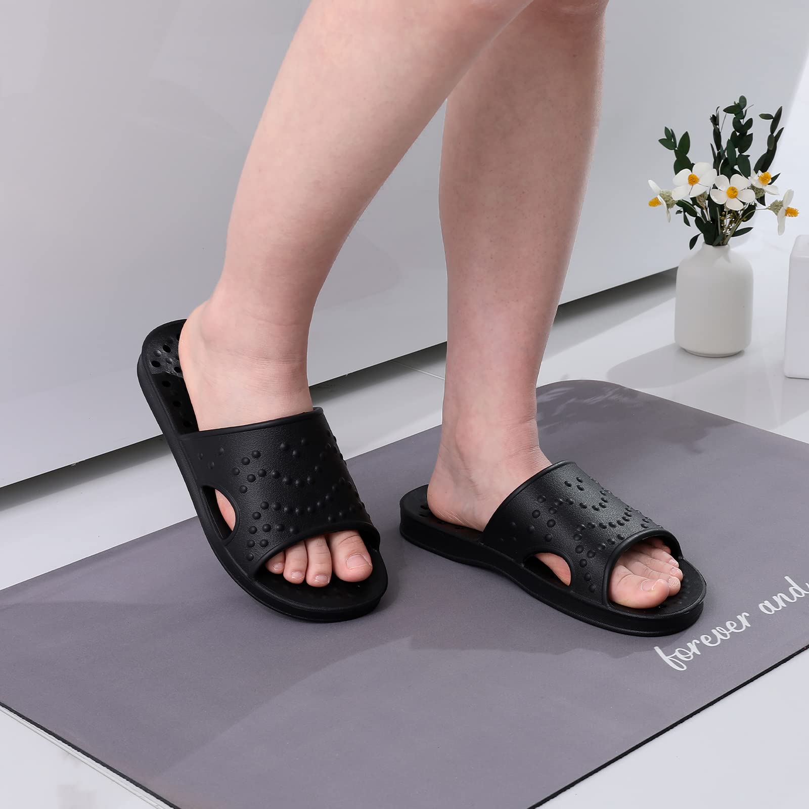 Women's Quick-Drying Shower Shoes with Arch Support - Lightweight Pool Slides & Beach Sandals with Drain Holes for Swimming, Spa, and Gym