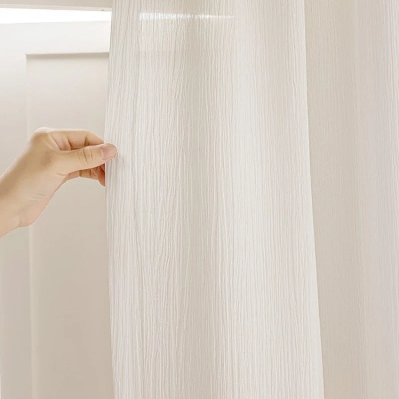 Vada Gauze Vertical Crinkle Custom Privacy Curtain - Light Filtering Window Treatment for Bedroom, Living Room & Nursery
