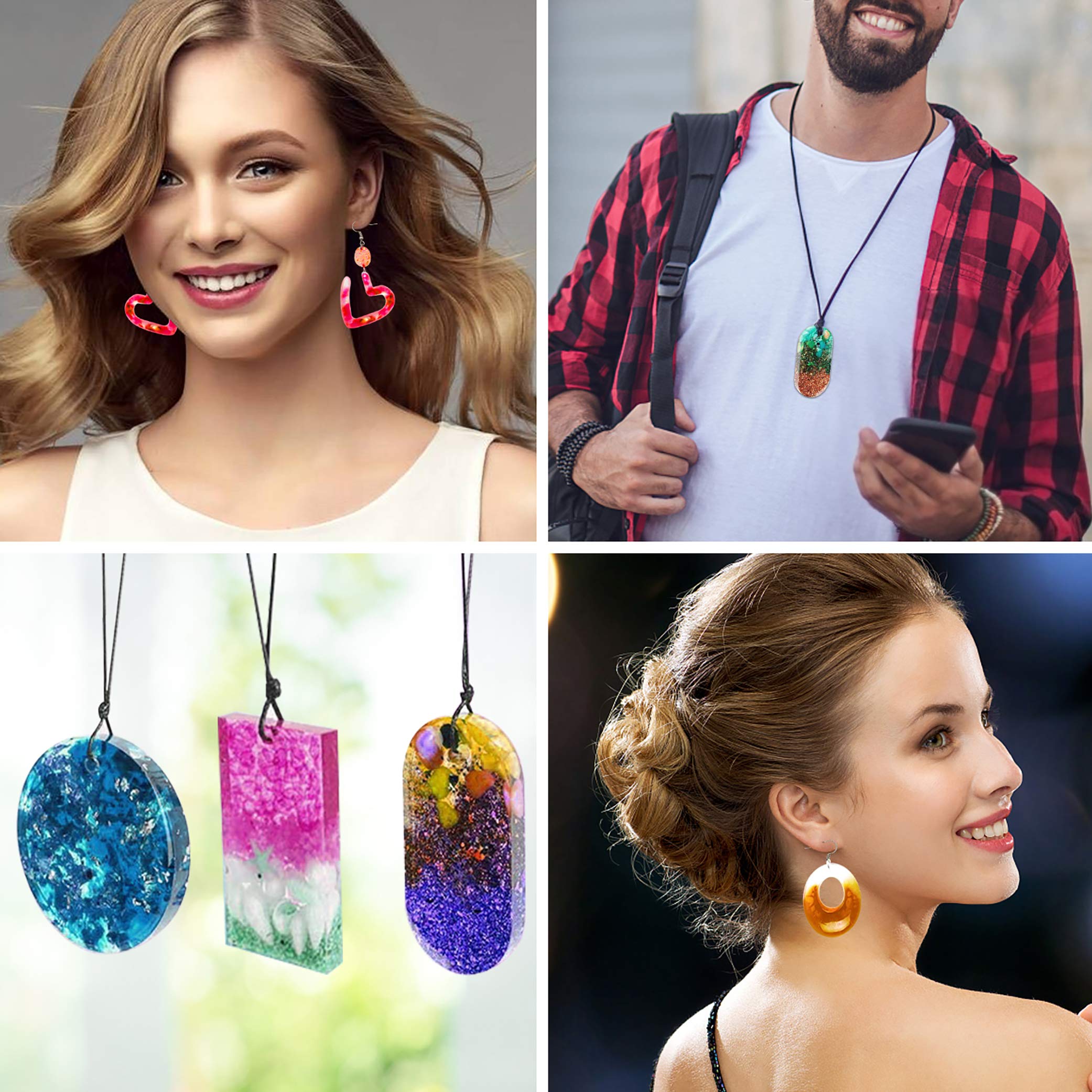 Gocelyn 2Pcs Silicone Resin Molds for Earrings & Pendants - DIY Jewelry Making Kit with Hanging Holes for Keychains, Necklaces, and Handmade Accessories - Perfect for Crafters, Gift Making, and Home Decor Projects