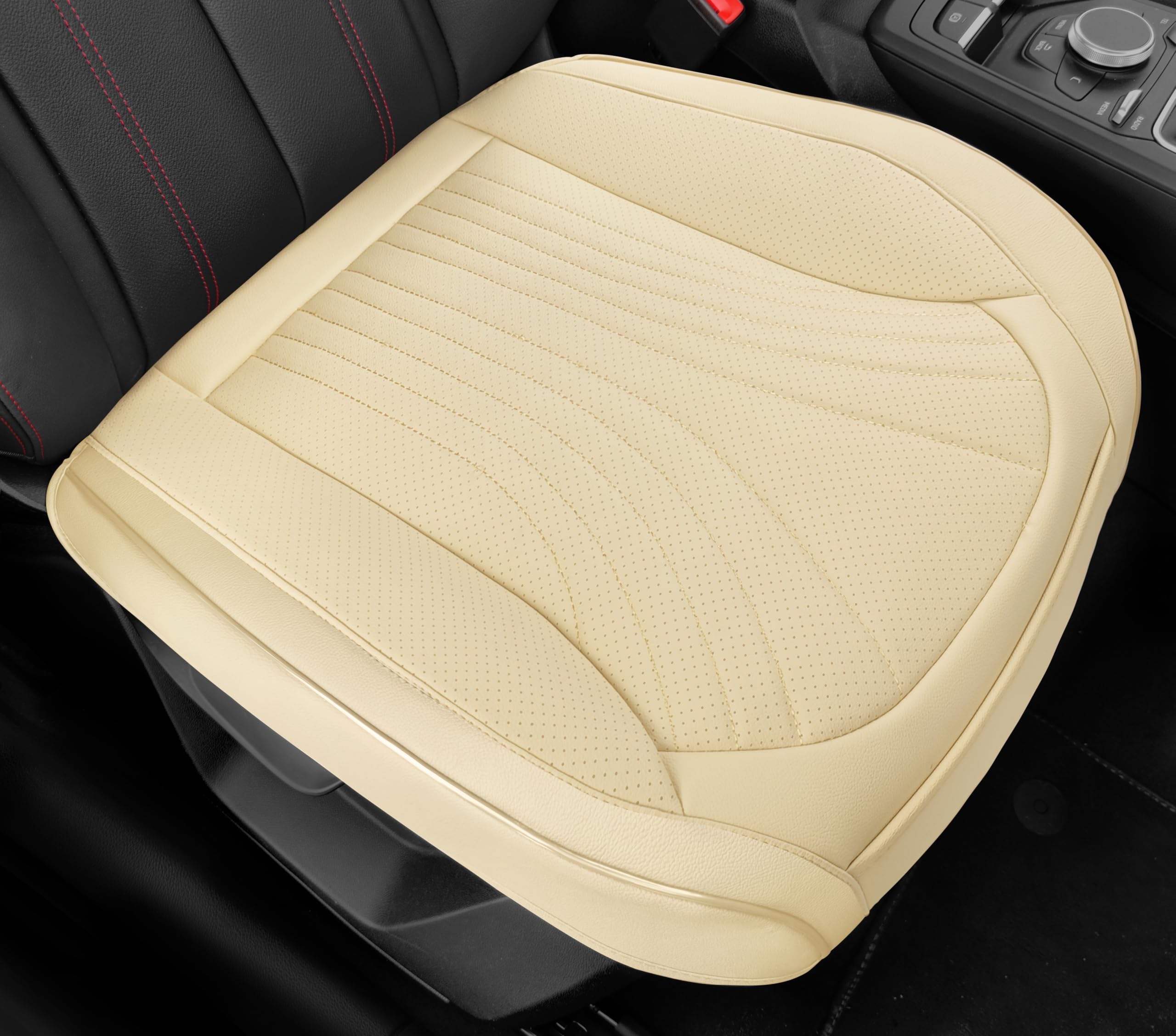 Premium 2-Pack Leather Car Seat Covers - Universal Fit for Most Vehicles, SUVs & Sedans | Anti-Slip Waterproof Seat Protectors with Luxury Cushioning (Beige, Front Seat) | Perfect for Road Trips, Commuting & Protecting Your Car Interior