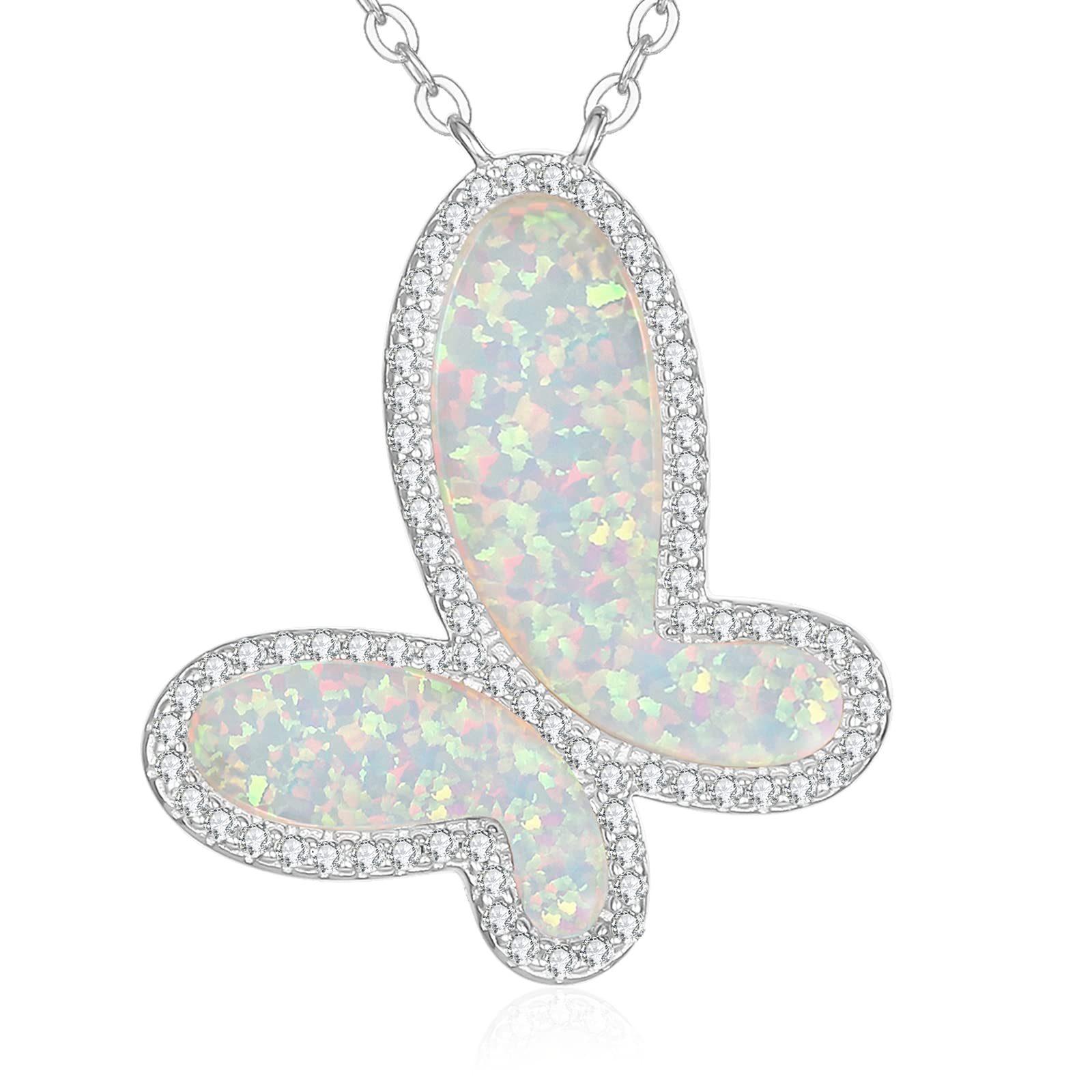 OVIMIA 925 Sterling Silver 14K Gold Plated Opal Butterfly Pendant Necklace for Women - Elegant Jewelry Gift for Birthday, Anniversary, Christmas (Wife, Mom, Teens, Girls) | Perfect for Date Night, Party, Wedding & Special Occasions