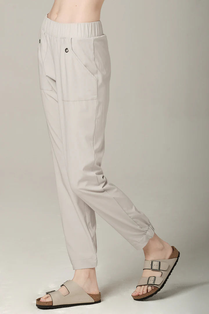 925 Sterling Silver Fit Women's Extra Mile Waterproof Jogger Pants - Ash Grey - Comfortable & Stylish for Running, Yoga & Outdoor Activities