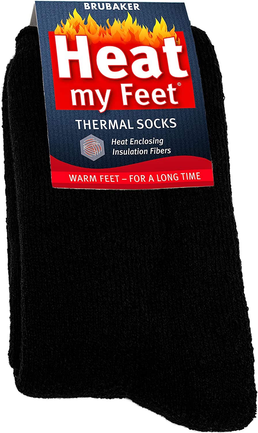 2-Pack BRUBAKER Thermal Socks for Women & Men - Ultra Warm Winter Socks with Heat-Trapping Insulation Fibers - Perfect for Cold Weather, Hiking, Skiing and Outdoor Activities