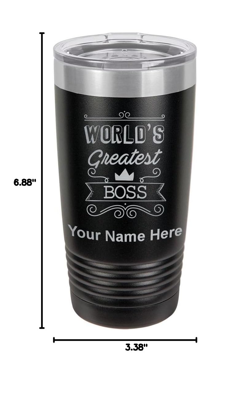 LaserGram 20oz Vacuum Insulated Stainless Steel Tumbler Mug - Personalized Engraved Gift for Boss (Black) | Keeps Drinks Hot/Cold for Hours | Perfect for Office, Travel & Outdoor Adventures