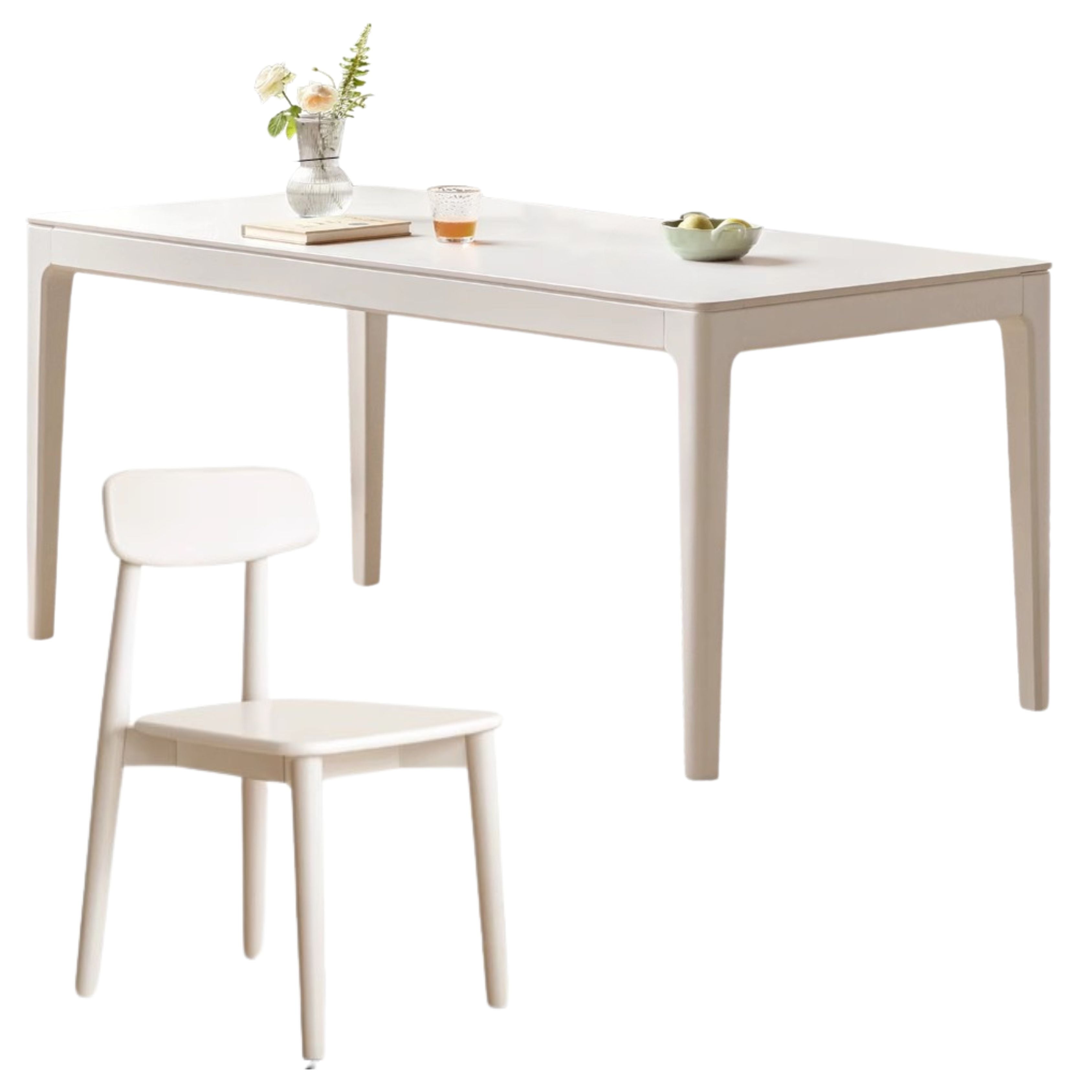 63x33.5x29.5 inch / 160x85x75cm / white color /Slate Dining Table + 4chairs