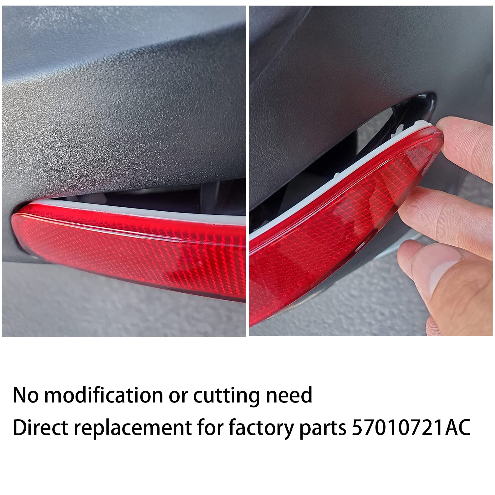 Jeep Grand Cherokee 2012-2018 & Dodge Journey 2012-2020 Rear Bumper Reflector Light - Red LED Replacement (Left & Right) Compatible with Part #57010720AC, 57010721AC - Perfect for Night Driving Safety & Enhanced Visibility