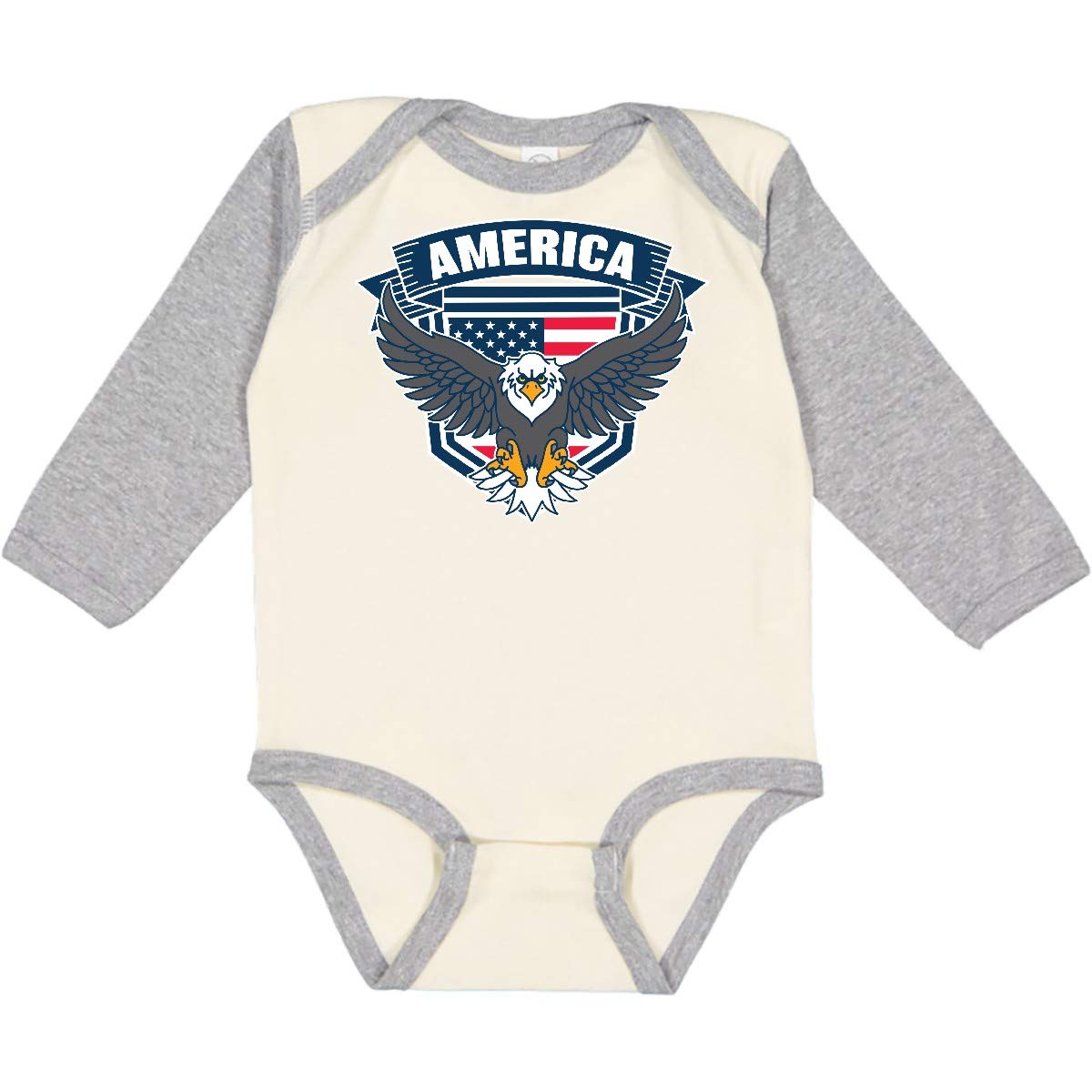 Inktastic Patriotic Eagle Shield and Banner Long Sleeve Baby Bodysuit - Soft Cotton Onesie for Newborns & Infants - Perfect for 4th of July, Memorial Day & American Holidays