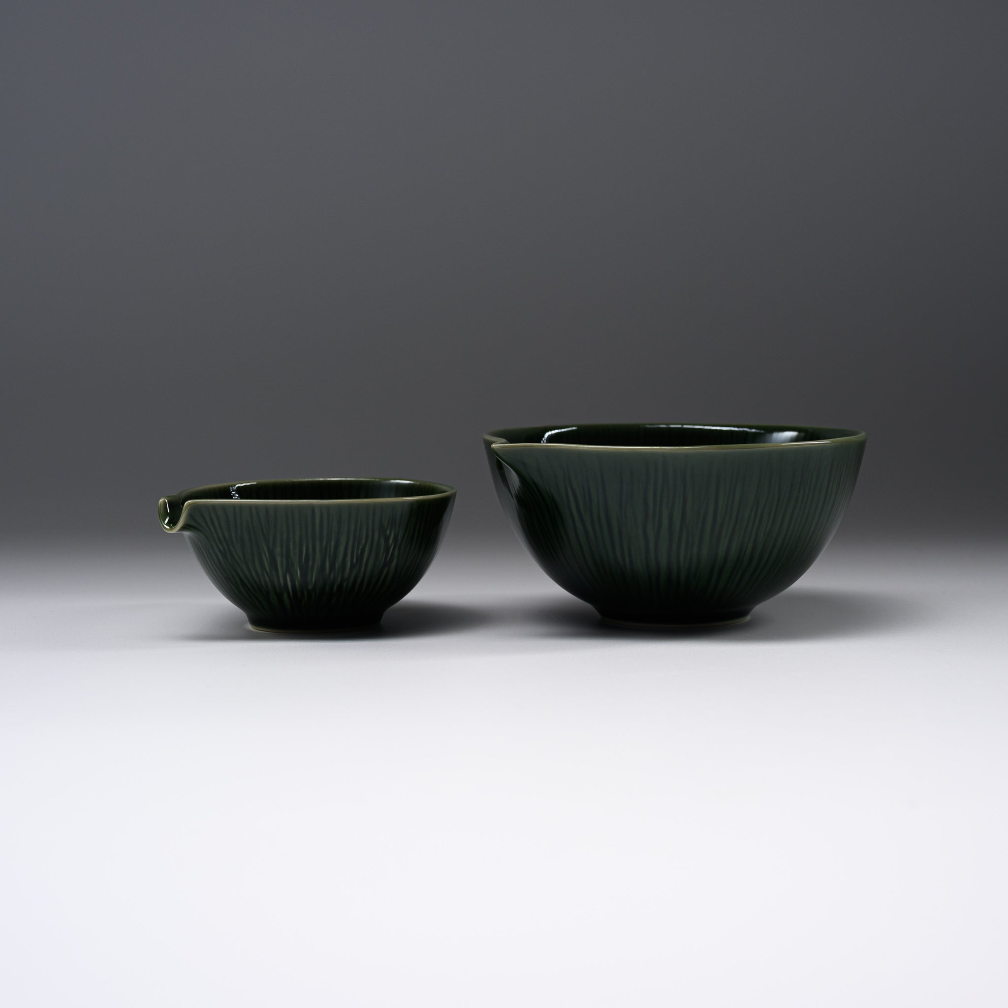 MIYAMA Dark Green Spout Sauce Bowl - 2 Sizes (Small & Large) | Premium Mino Ware Ceramic | Perfect for Salad Dressing, Dipping Sauces & Kitchen Organization