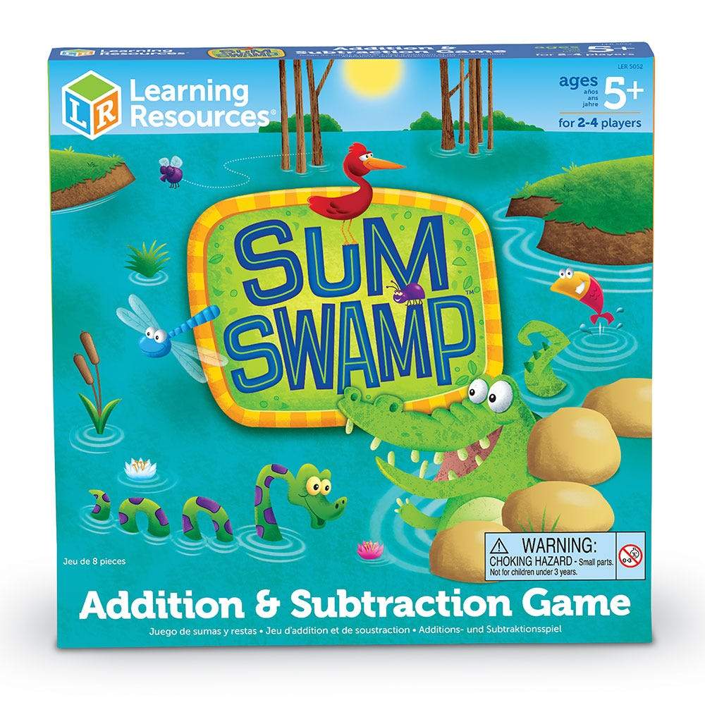 Sum Swamp Addition and Subtraction Math Board Game for Kids - Fun Educational Learning Toy for Classroom & Homeschool