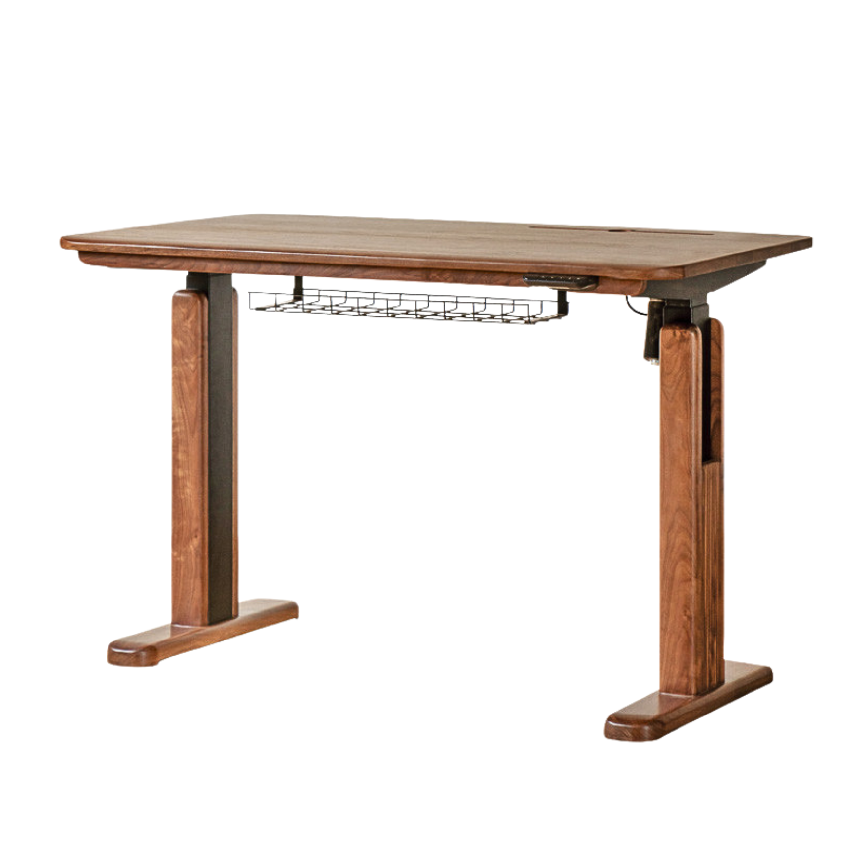 Black Walnut Solid Wood Electric Standing Desk - Adjustable Height Home Office Desk for Work & Study - Ergonomic Sit to Stand Desk for Computer, Laptop & Gaming Setup
