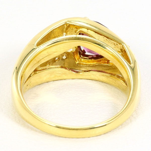18K Yellow Gold Rhodolite Garnet Diamond Ring for Women - Elegant Vintage Style Engagement & Wedding Jewelry Gift - Perfect for Anniversaries, Proposals, and Special Occasions