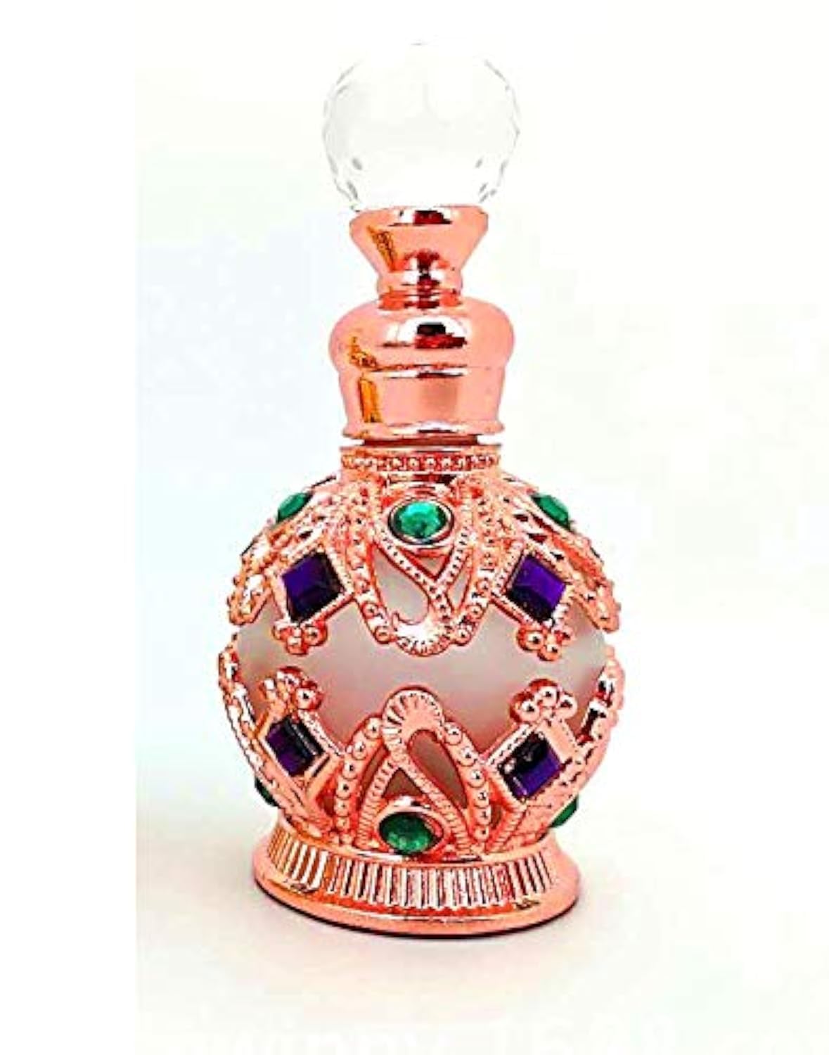 15ml Refillable Empty Perfume Bottle with Round Diamond Design - Rose Gold | Travel Essential Oil & Fragrance Atomizer for Women | Perfect for Purse, Gym Bag & Gift Giving