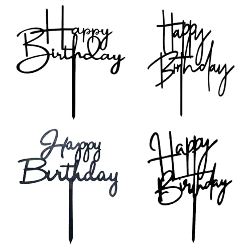 4 Pcs Black Cake Topper 1
