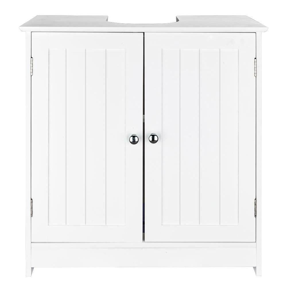 Modern White Bathroom Vanity with Sink - 2-Door Under Sink Storage Cabinet, Bathroom Sink Base & Vanity Top - Perfect for Small Bathrooms, Powder Rooms & Apartment Bathroom Organization