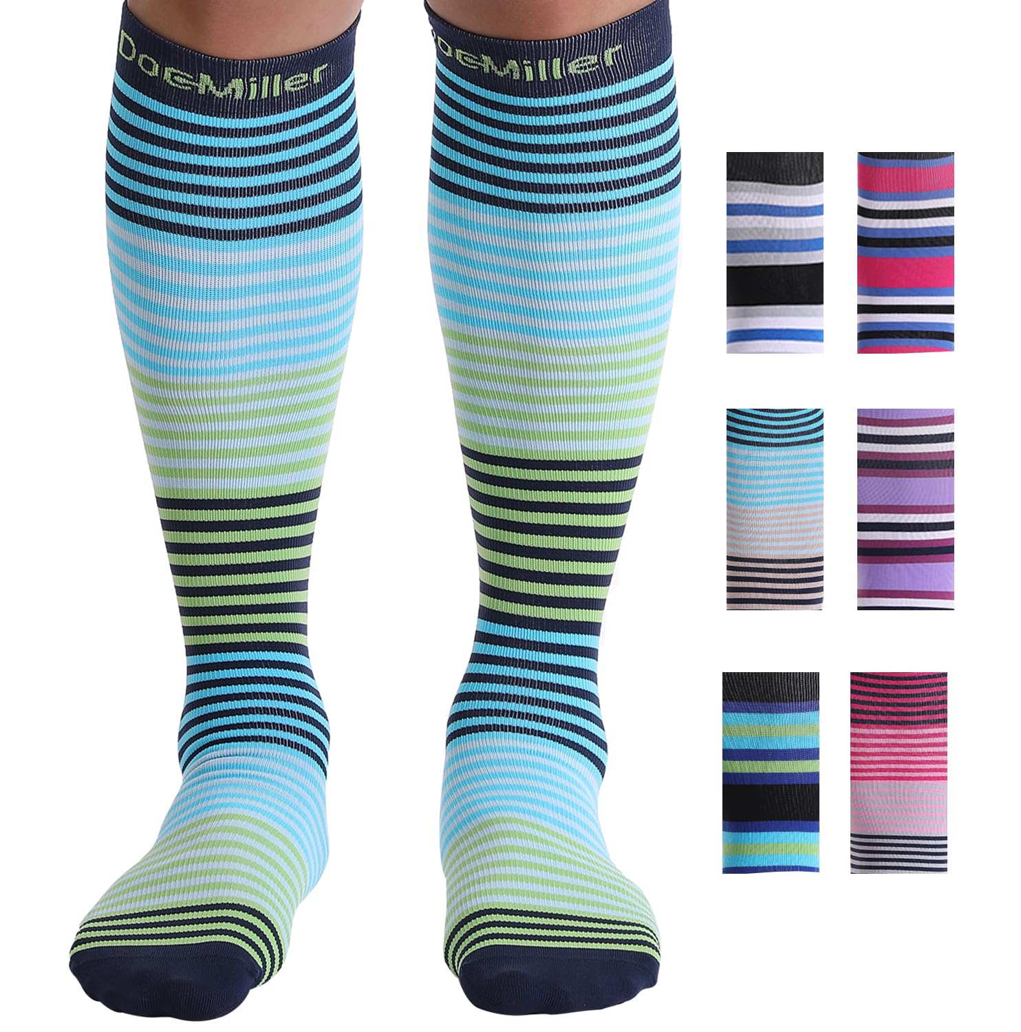 Doc Miller Compression Socks for Women & Men - 15-20mmHg Medical Grade Knee High Support Socks (1 Pair) - Ideal for Running, Nursing, Travel, Pregnancy & Varicose Veins Relief - Perfect for Athletes, Nurses & Frequent Flyers