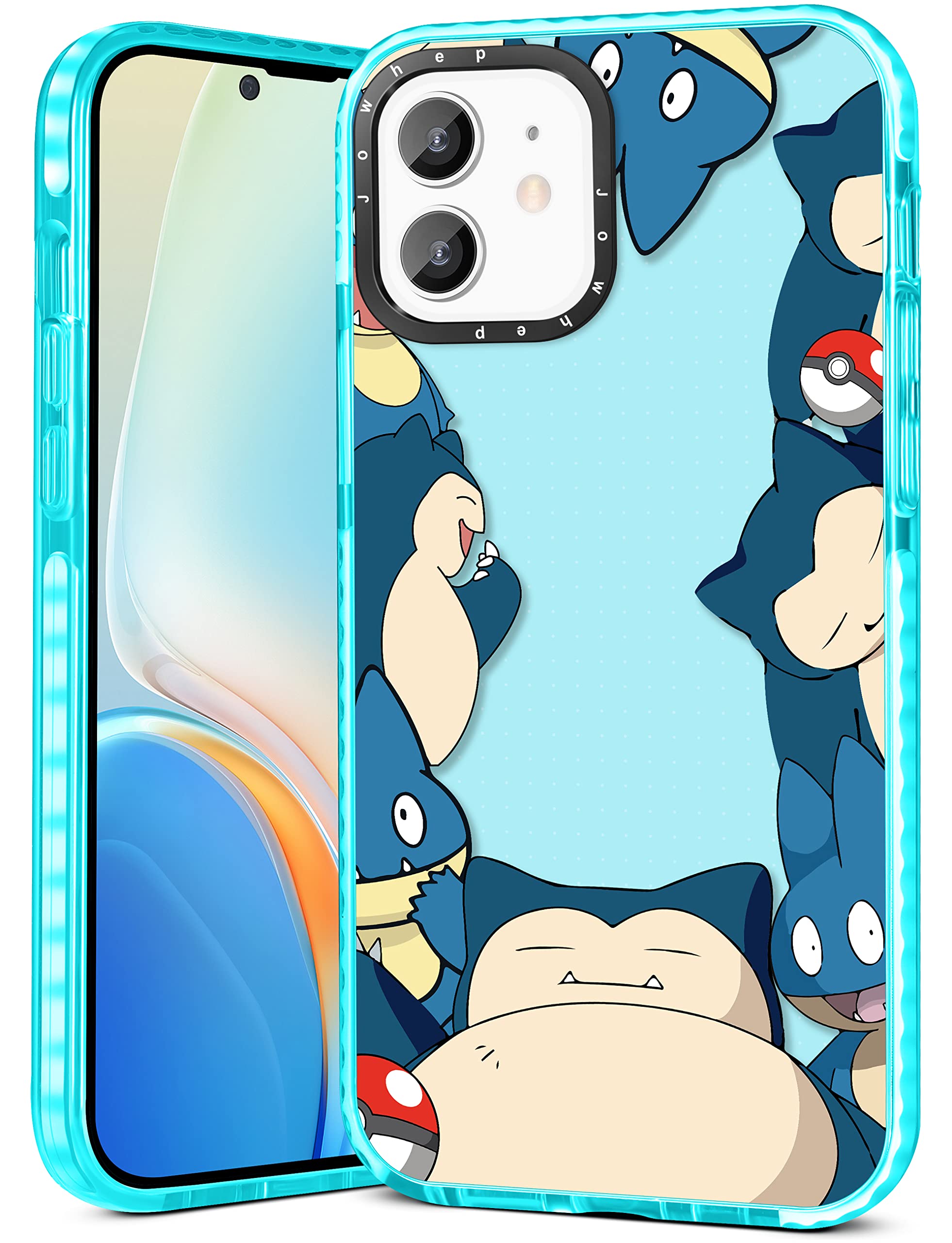 Jowhep Cute Cartoon Anime iPhone 12/12 Pro Case (6.1 Inch) - Soft TPU Protective Phone Cover for Women, Girls & Boys - Kawaii Character Design for School, Work & Daily Use