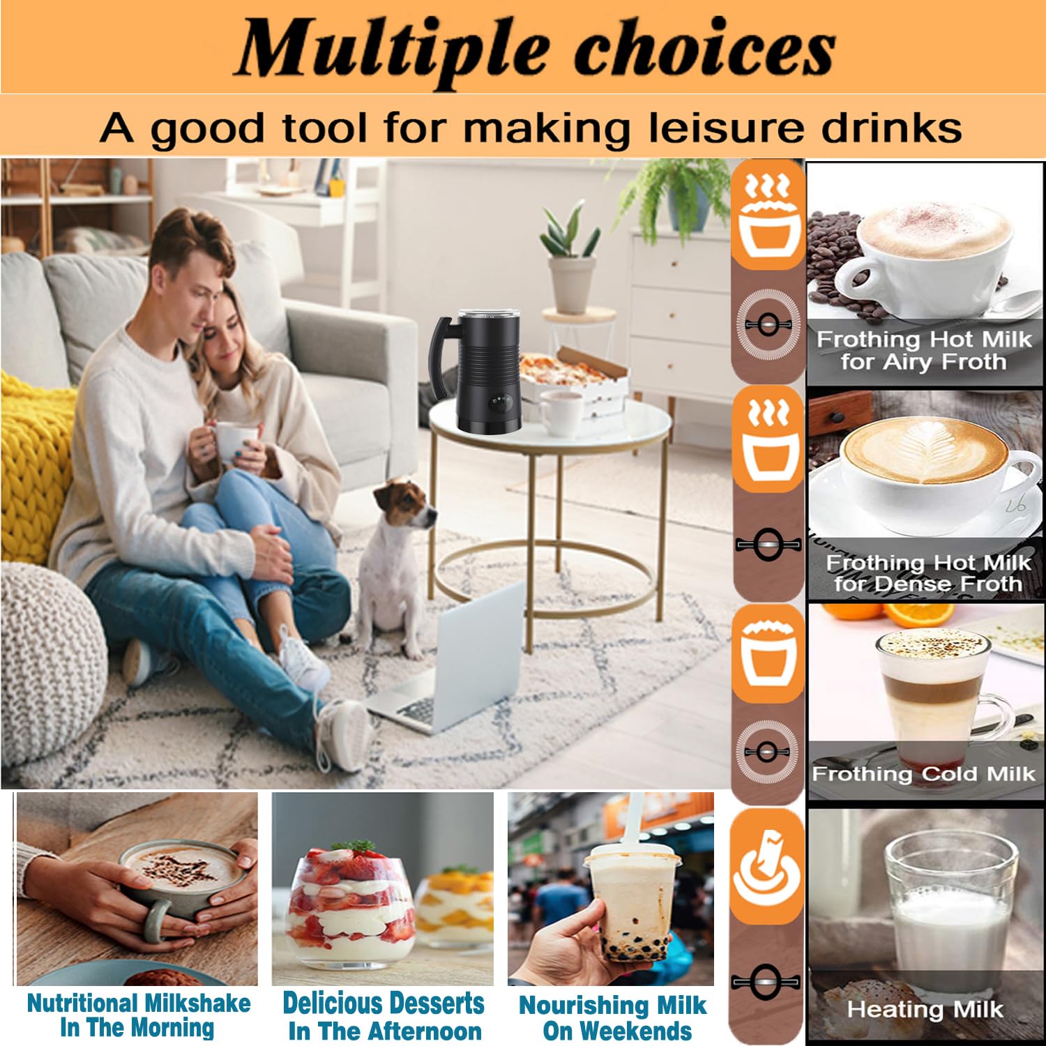 Electric Milk Frother & Warmer - 11.9oz/350ml Stainless Steel Milk Steamer with LED Touch Screen for Coffee, Latte, Cappuccino & Hot Chocolate | DIY Foam Maker for Home & Cafe Use | Perfect for Morning Coffee, Afternoon Tea & Entertaining Guests