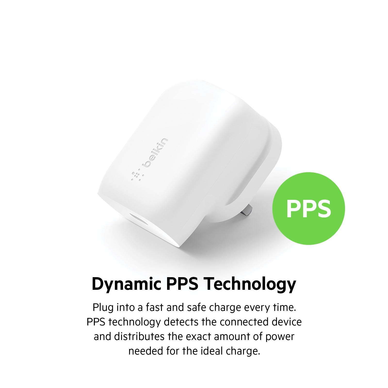 Belkin 30W USB C Wall Charger with PPS & Power Delivery - USB-IF Certified PD 3.0 Fast Charger for iPhone 16/15, Samsung Galaxy S24, iPad, AirPods, MacBook, Google Pixel - Perfect for Home, Office & Travel Charging