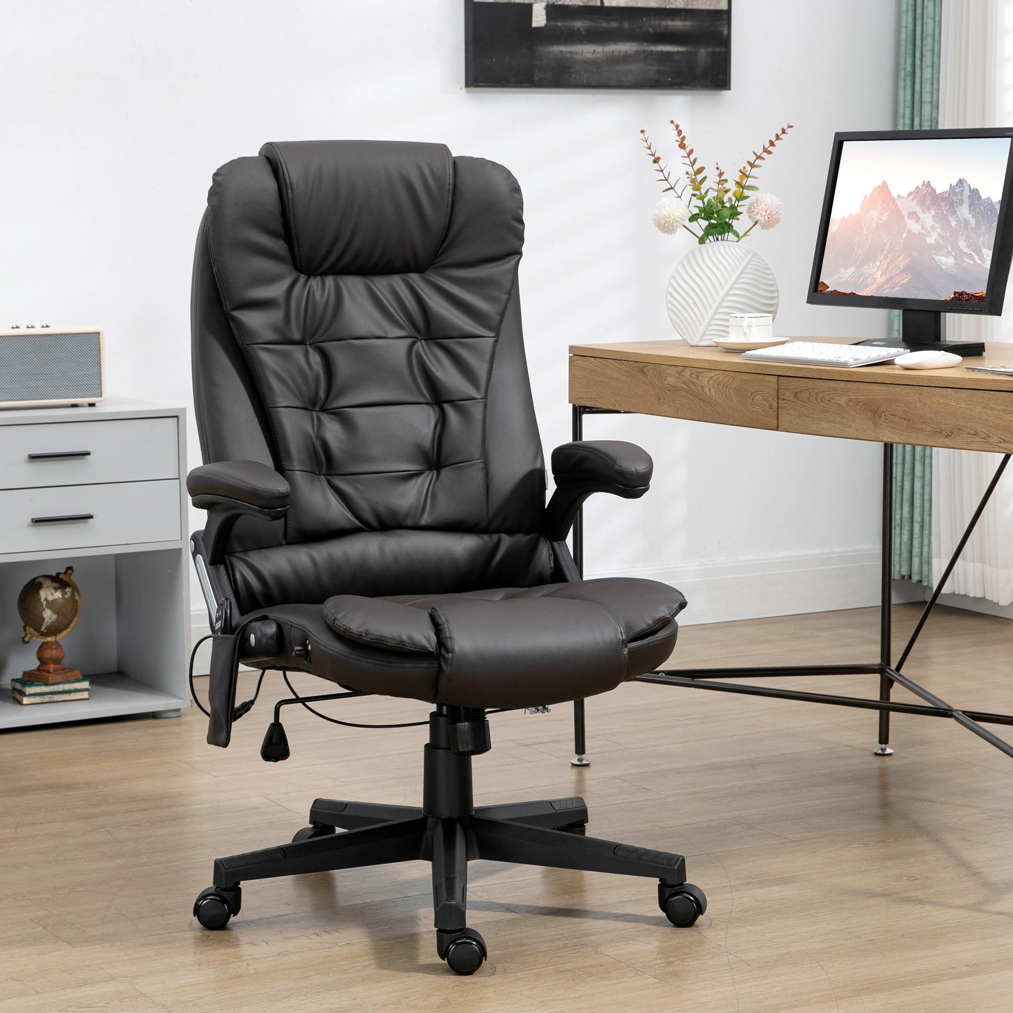 HOMCOM Heated Massage Office Chair with 6 Vibration Points - Perfect for Home & Office Workspaces