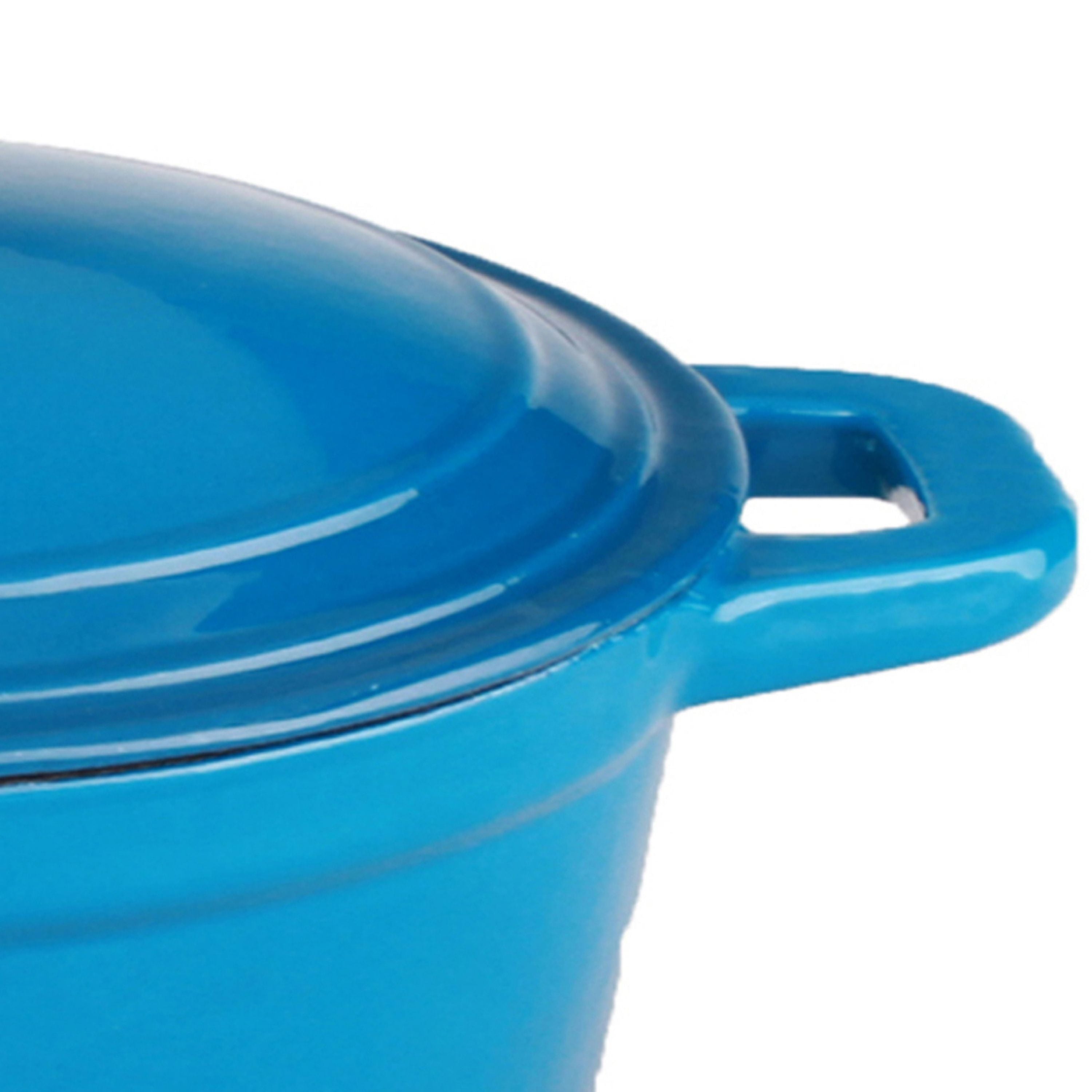 BergHOFF Neo Cast Iron 3-Quart Round Dutch Oven with Lid - Blue Enameled Cookware for Baking, Braising & Slow Cooking | Stovetop to Oven Safe