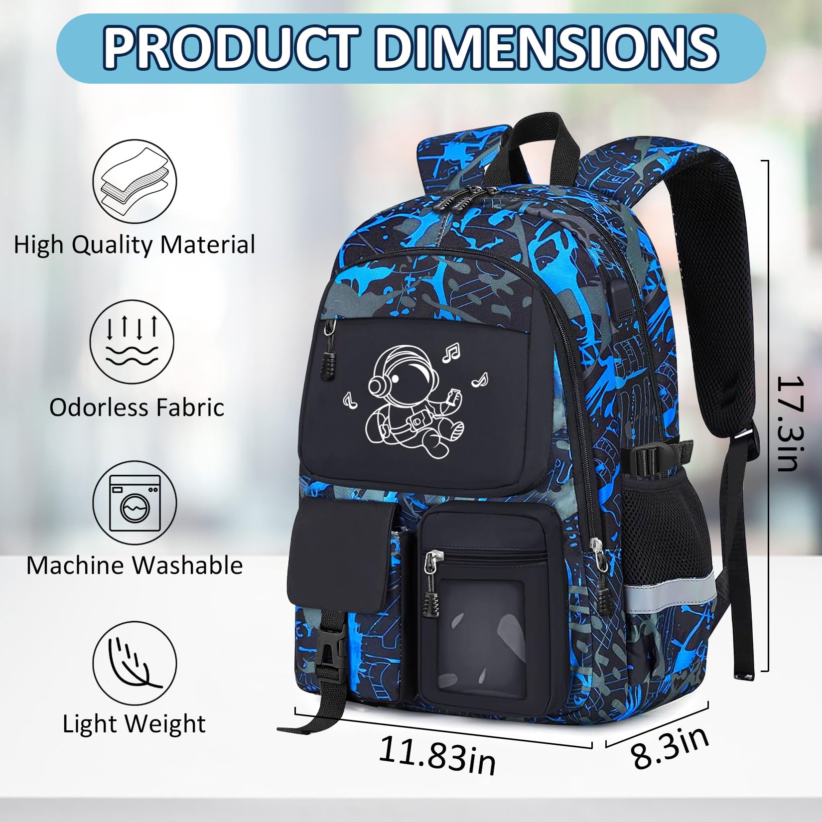 **Music Themed Backpack for Boys - 18