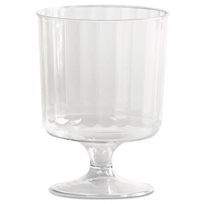WNA CCW5240 Classic Crystal Plastic Wine Glasses - 5 oz Clear Fluted Stemware (Set of 10) - Shatterproof Elegance for Parties, Weddings & Outdoor Dining
