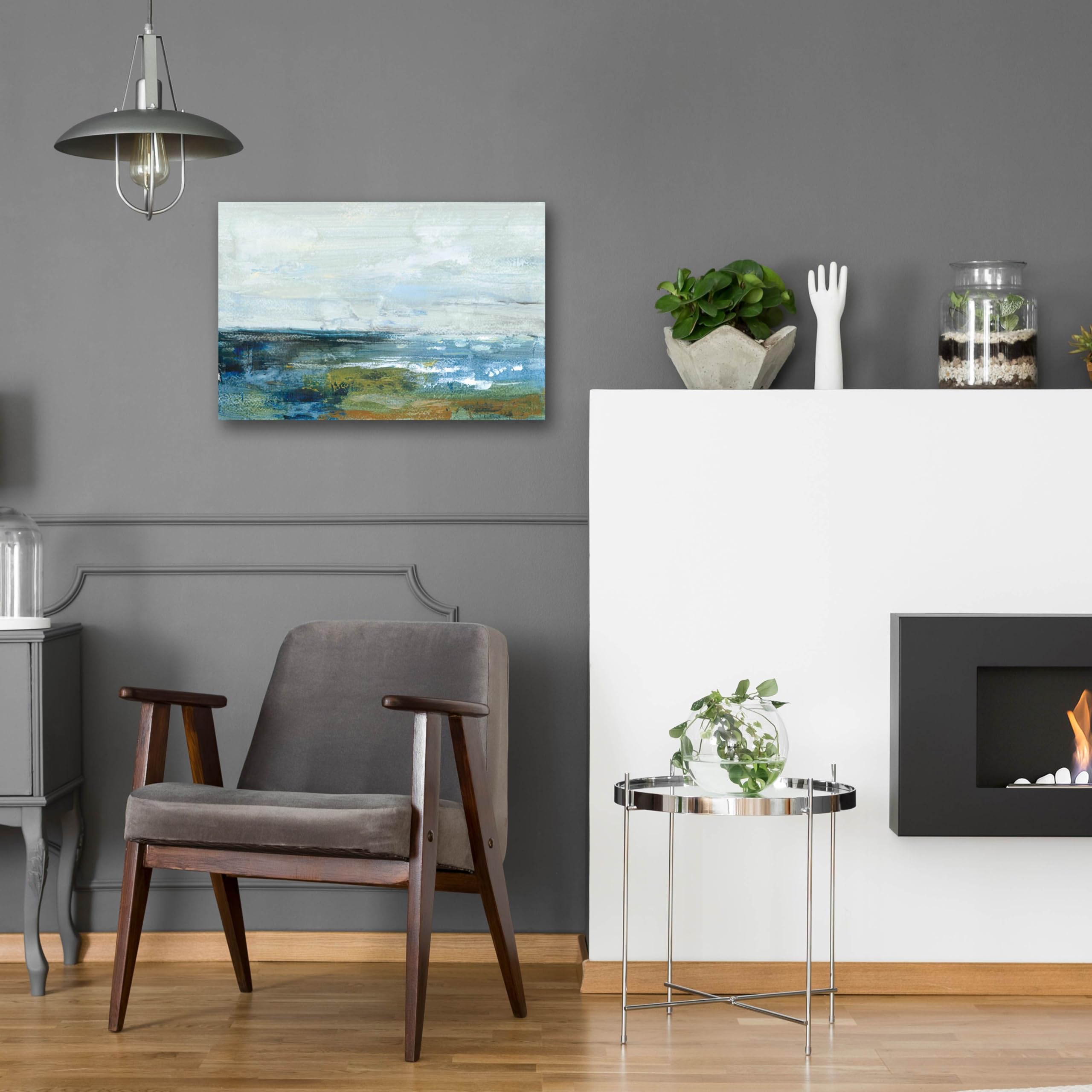 Silvia Vassileva 'Morning Seascape' Acrylic Glass Wall Art - 24x16 Inches Modern Coastal Painting for Living Room, Bedroom & Office Decor