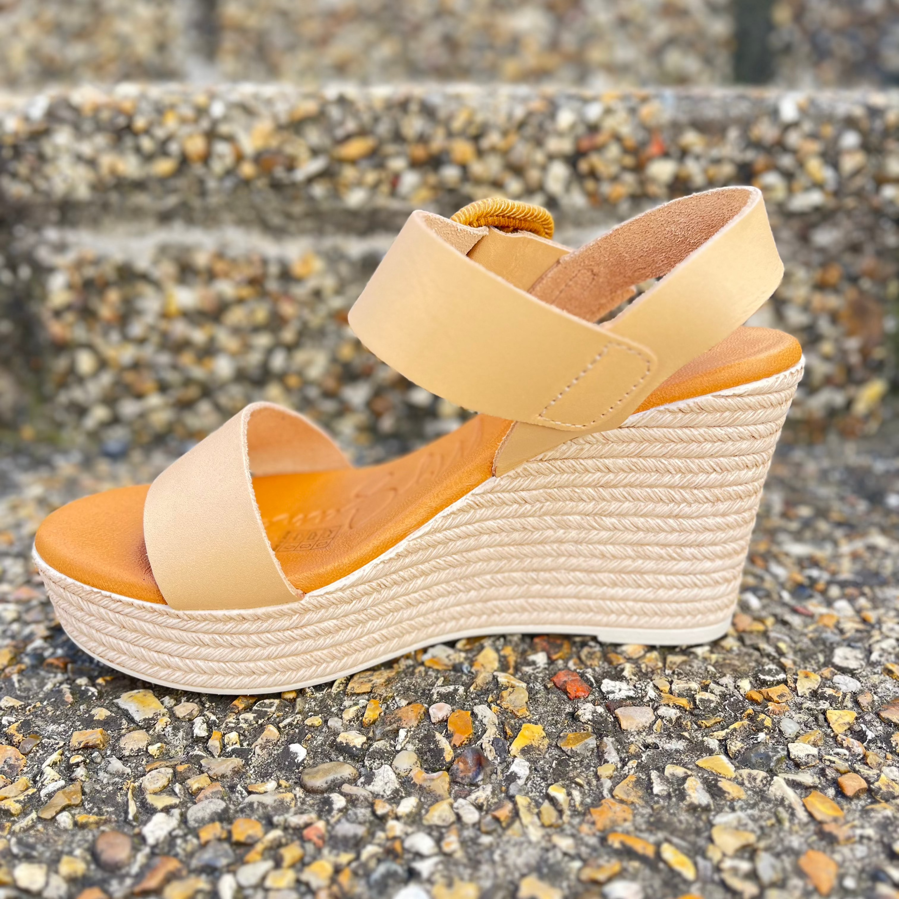 OH MY SANDALS Women's Camel Leather Sandals with Woven Buckle - Comfortable Bohemian Style Summer Shoes for Beach, Vacation & Casual Outings