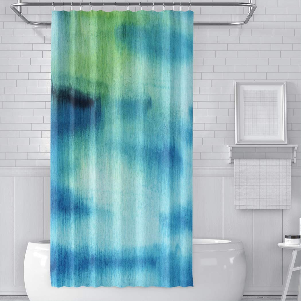 Blue Abstract Ocean Art Shower Curtain - Waterproof Bathroom Decor 36x72 Inch for Modern Coastal Home & Spa-Like Shower Experience