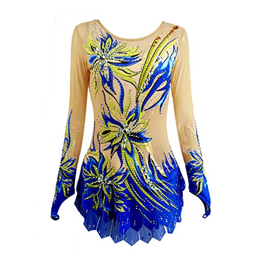 LIUHUO Blue Rhythmic Gymnastics Leotard for Girls - Stretchy Ballet Dance Costume for Kids Performance, Ballroom & Belly Dance | Perfect for Competitions, Recitals & Practice