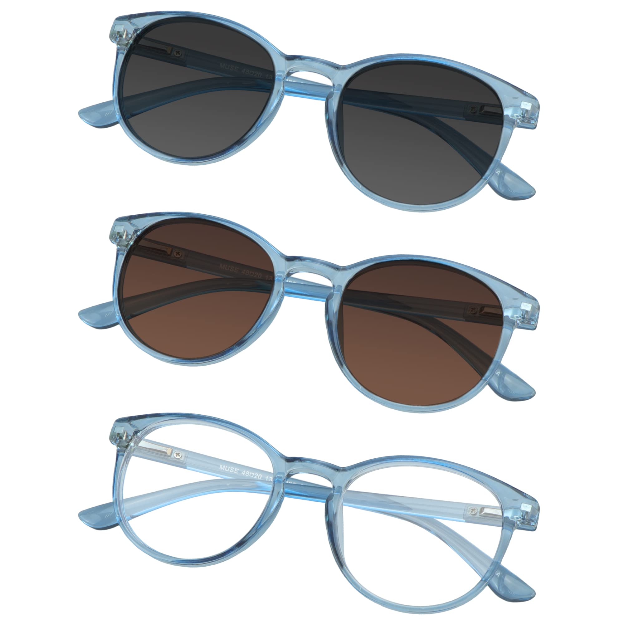 3 Pack UV400 Sunglasses for Men & Women - Polarized Tan/Grey Lenses with Blue Light Protection - Perfect for Driving, Outdoor Sports & Beach Vacations