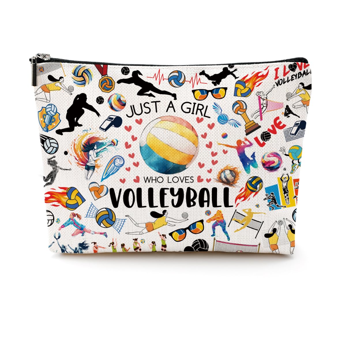 Volleyball Themed Makeup Bag - Cosmetic & Toiletry Zipper Pouch for Women | Perfect Gift for Sister, Friend, Teacher or Coach | Great for Volleyball Players, Sports Enthusiasts & Team Gifts (Birthday, Friendship, Appreciation)