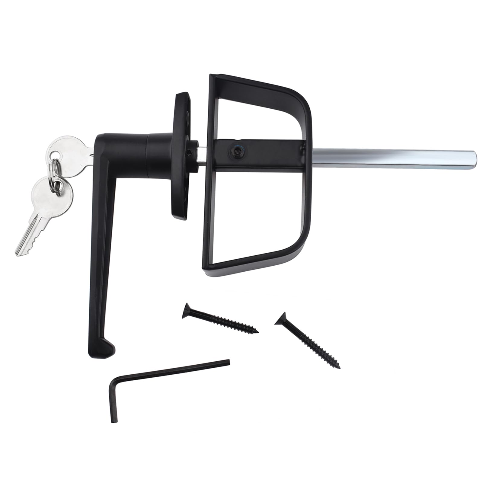 Heavy Duty Shed Door Handle Lock Kit - L-Shaped Lock with 2 Keys, 4.5