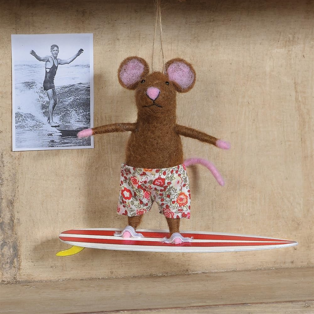 HomArt Felt Surfer Mouse - Cute Desk Decor for Surf Lovers