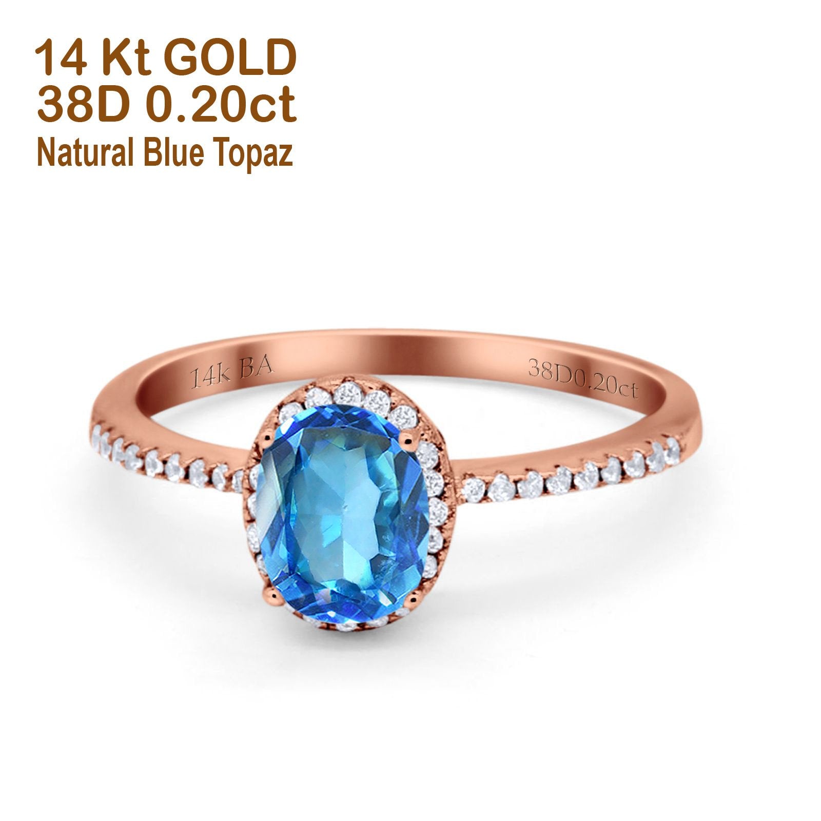 Rose Gold Natural Blue Topaz