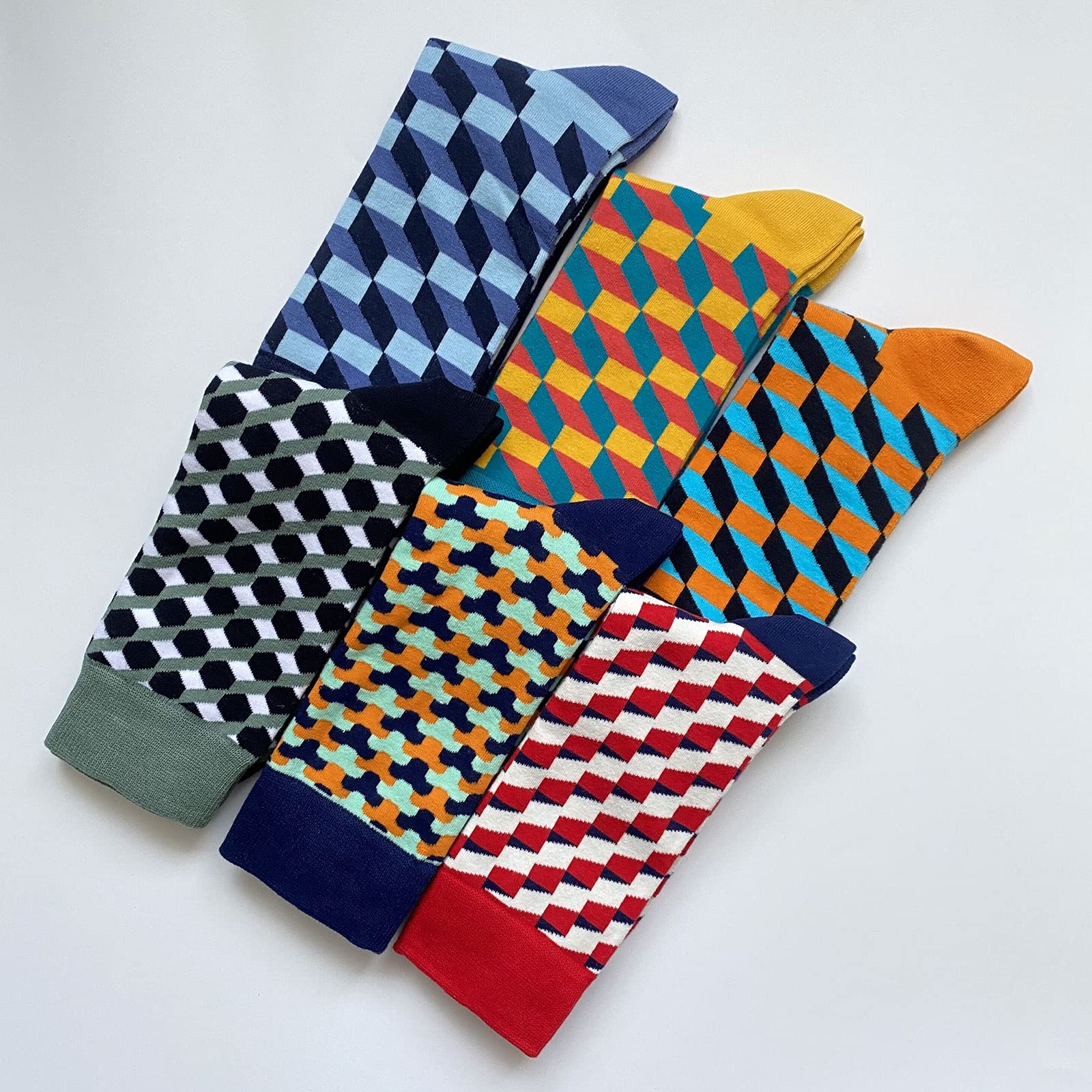 Rockbottom Fun Socks for Men - Novelty Crazy Crew Dress Socks with Cool Cute Food & Animal Graphics (10-Pack Lattice Classic, Size 9-12) - Perfect for Gifts, Parties & Casual Wear