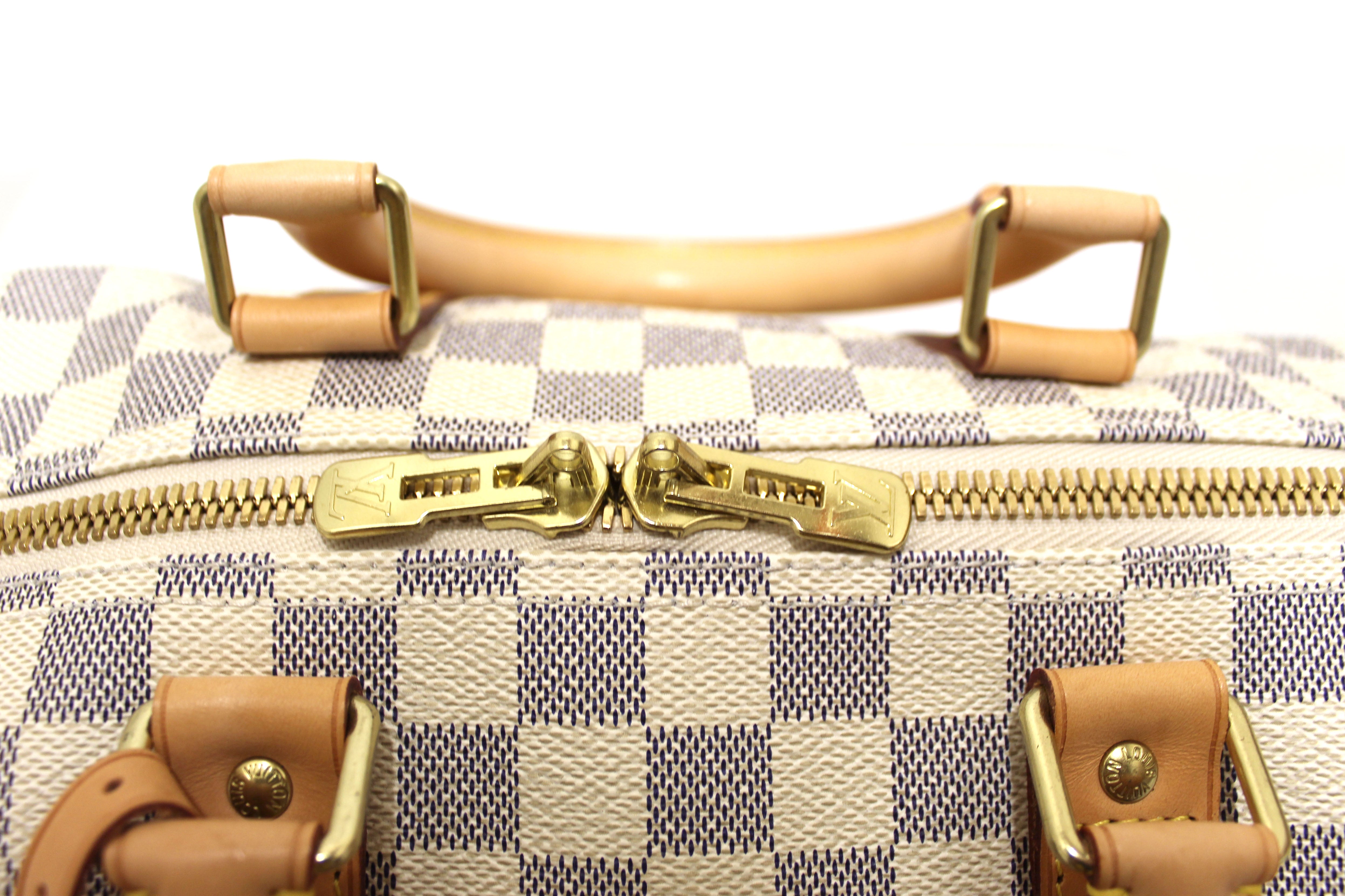 Authentic Louis Vuitton Damier Azur Keepall Bandouliere 45 Travel Duffle Bag - Stylish Carry-On for Weekend Getaways & Business Trips
