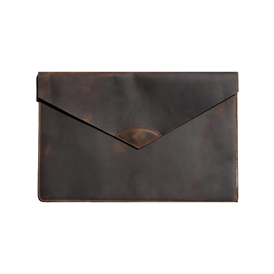 Personalized Genuine Leather MacBook Pro/Air 13-16 Inch Sleeve Case - Premium Laptop Envelope Cover for MacBook Air & Pro (13 Inch, Chestnut Brown) - Perfect for Office, Travel & Daily Protection