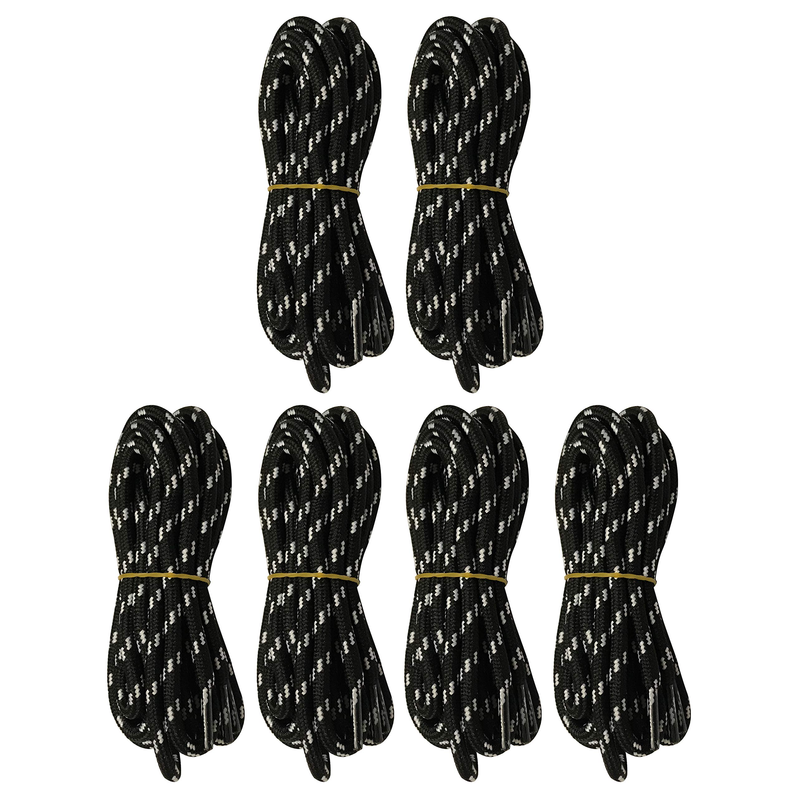 6 Pairs 5MM Thick Heavy Duty Round Boot Laces - Durable Shoelace Strings Replacement for Hiking & Work Boots - Perfect for Outdoor, Construction & Safety Shoes